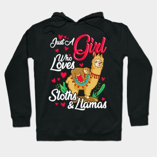 Cute Just A Girl Who Loves Sloths & Llamas Hoodie